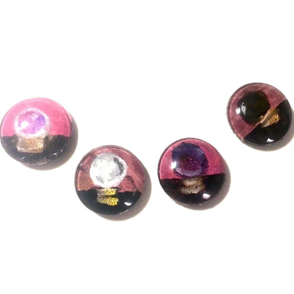 Crystal ball magnets, hand painted 4 pack set - room decor -1 inch mini magnets